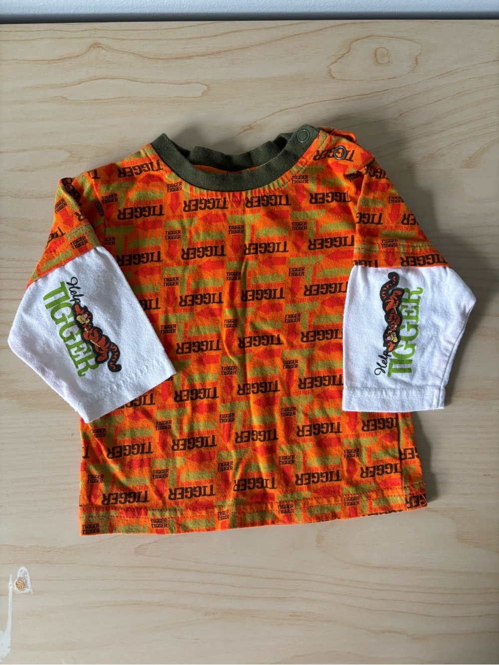 Disney Orange and White Tigger Print Long-Sleeve Kids Tee - Size 6M